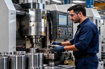 Operación industrial con maquinaria